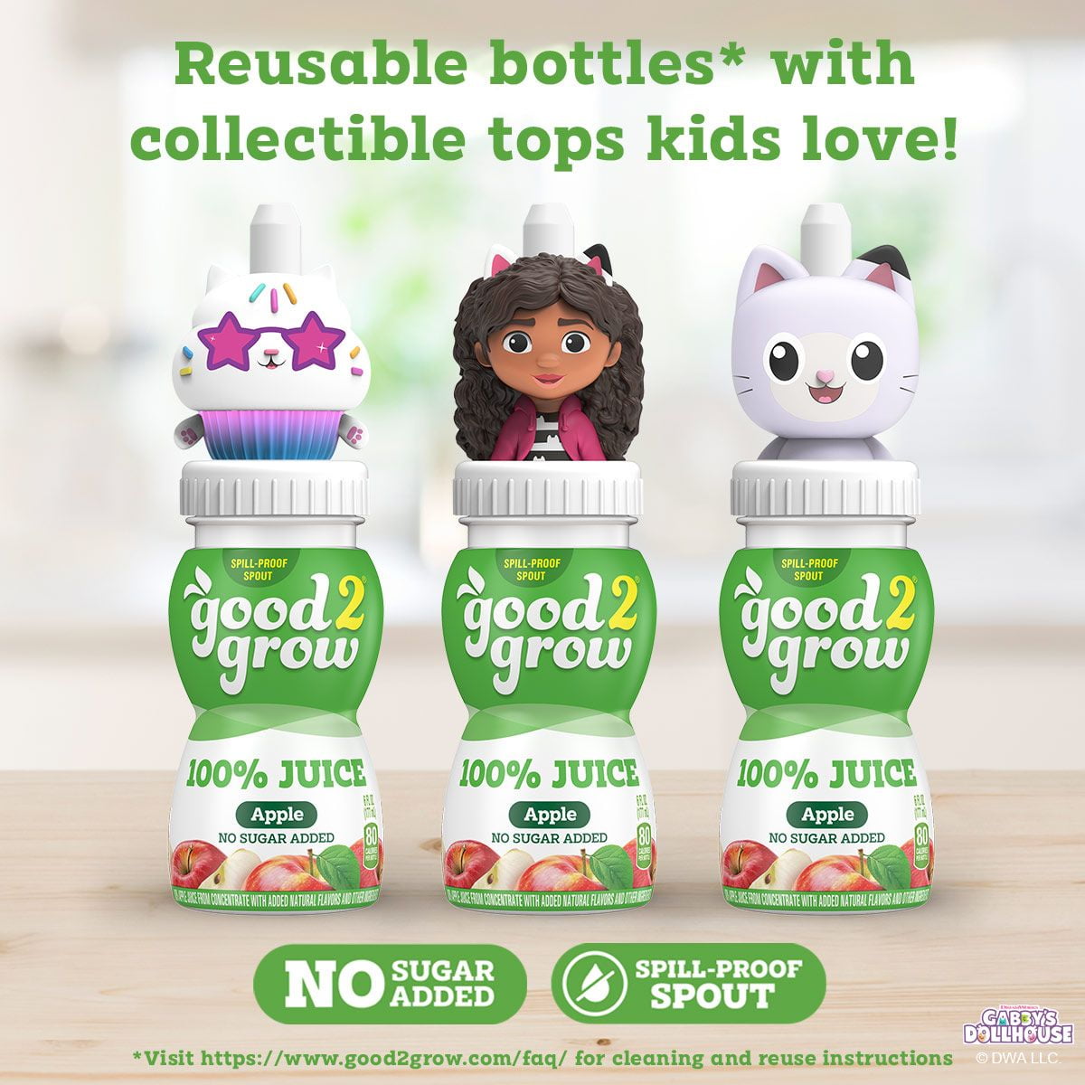 good2grow Gabby Dollhouse 100% Apple Juice Party Pack, 6 fl oz Bottles (Pack of 12)