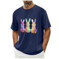 thumbnail image 5 of Plus Size Shirts for Men under $5 Short Sleeve Round Neck Easter Eggs Rabbit Print Shirt Navy S, 5 of 5