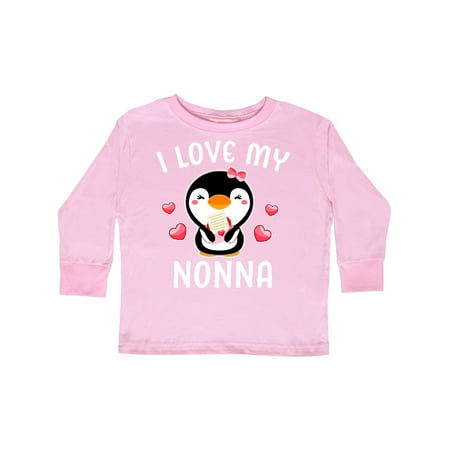 

Inktastic I Love My Nonna with Cute Penguin and Hearts Gift Toddler Toddler Girl Long Sleeve T-Shirt