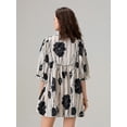thumbnail image 4 of Gupgi Robe Courte de Maternité pour Femmes, Décontractée, Imprimé de Feuilles, Manches 3/4, Taille Haute, Coupe Ample, pour Séance Photo, Vêtements de Grossesse, 4 of 8
