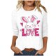 thumbnail image 1 of Camisetas Casuales de las Mujeres Impresas 3/4 Manga Cuello Redondo Blusa, Moda Ligera Superior para el Hogar Y el Uso Diario, Cómoda Imitación de la Tela Del Estante, 1 of 7