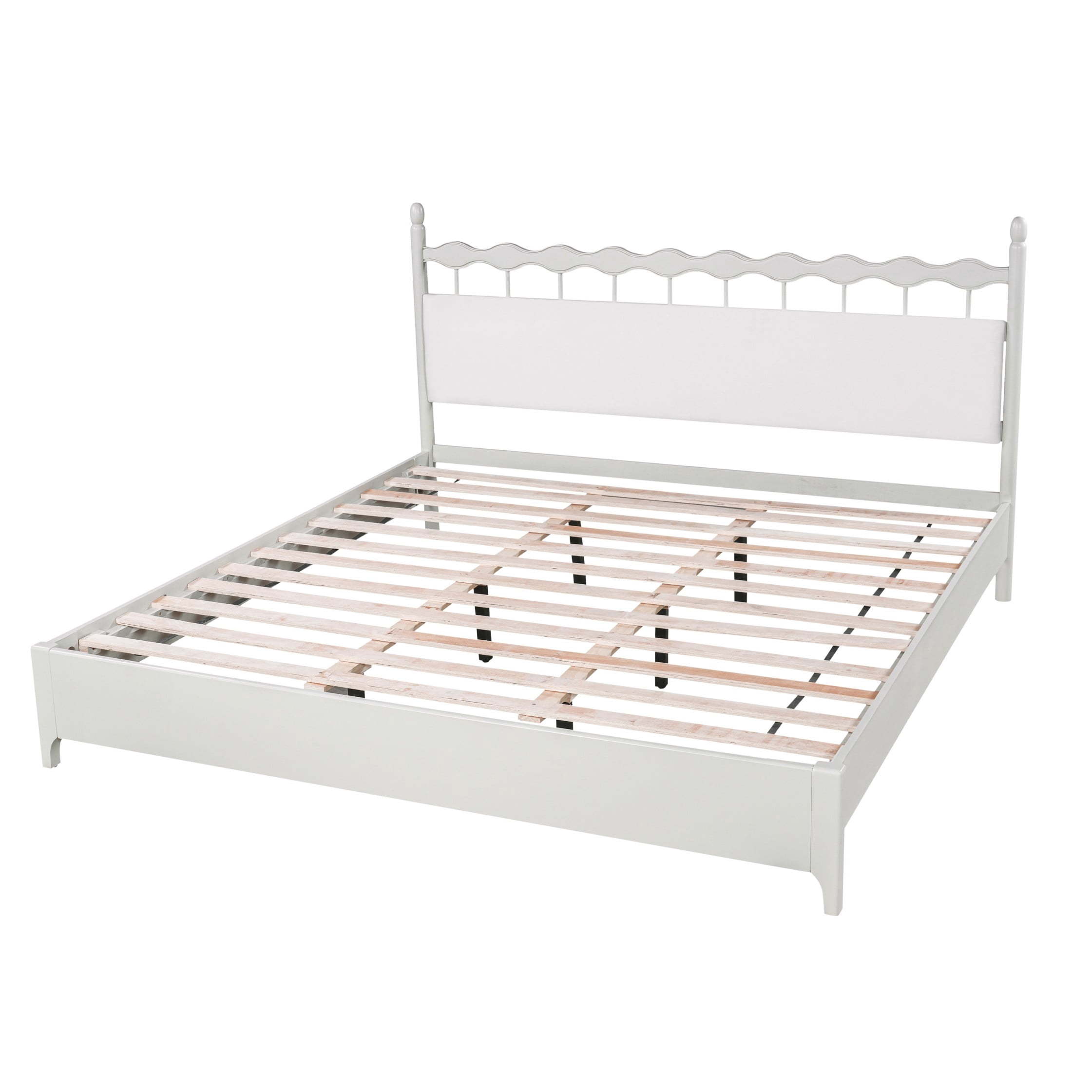 Christopher Knight Home Transitional Platform Bed Frame with Upholstered Headboard, King Size, White