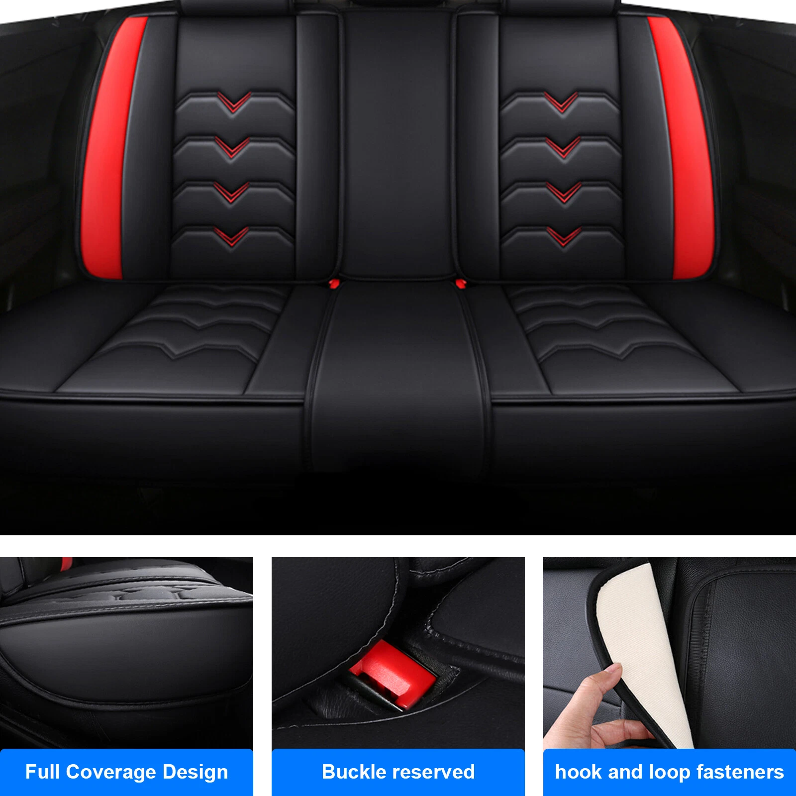 Car Seat Cover for Subaru Outback Forester Crosstrek & More, Waterproof PU Leather Seat Cushion Protector Front Rear Full Set Airbags Compatible Black Red