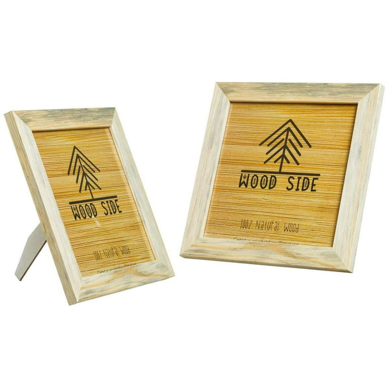 8X8 Frame Wood Set of Two, Rustic Square Frame For Wall Mount & Tabletop  8X8 Picture Frames Mounting Hardware Included