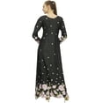 thumbnail image 5 of Bimba Women's Casual Floral Digital Printed Long Black Maxi Designer Dress-4, 5 of 5