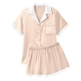 thumbnail image 4 of Ekouaer Womens Silk Satin Pajama Set Short Sleeve PJs 2 Piece Button Down Top and Shorts Notch Collar Sleepwear Sets Soft Pjs, 4 of 6