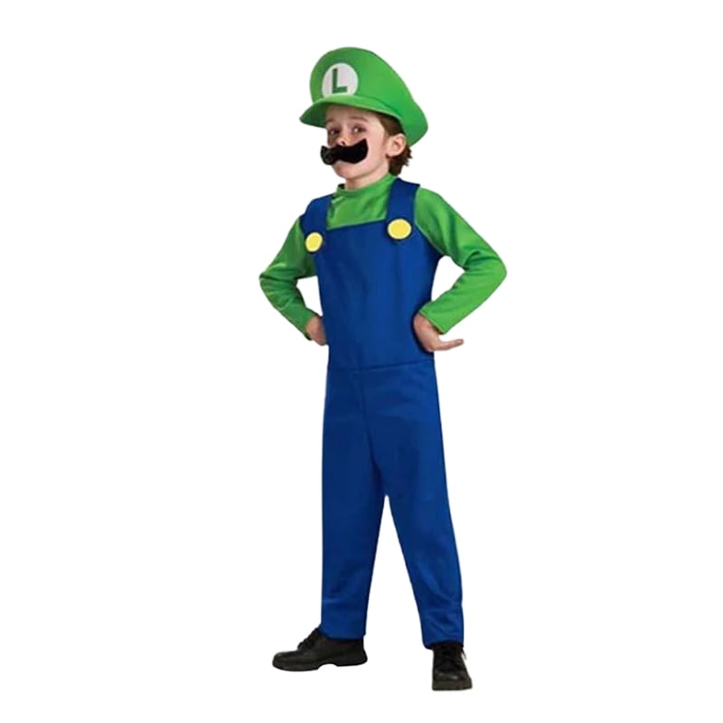Super Mario Luigi Bros Unisex Adult & Kids Cosplay Fancy Dress Outfit Costume 