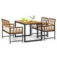 thumbnail image 1 of Gymax 4 PCS Acacia Wood Patio Dining Set w/ 1 Rectangular Table 1 Loveseat & 2 Armchairs, 1 of 10