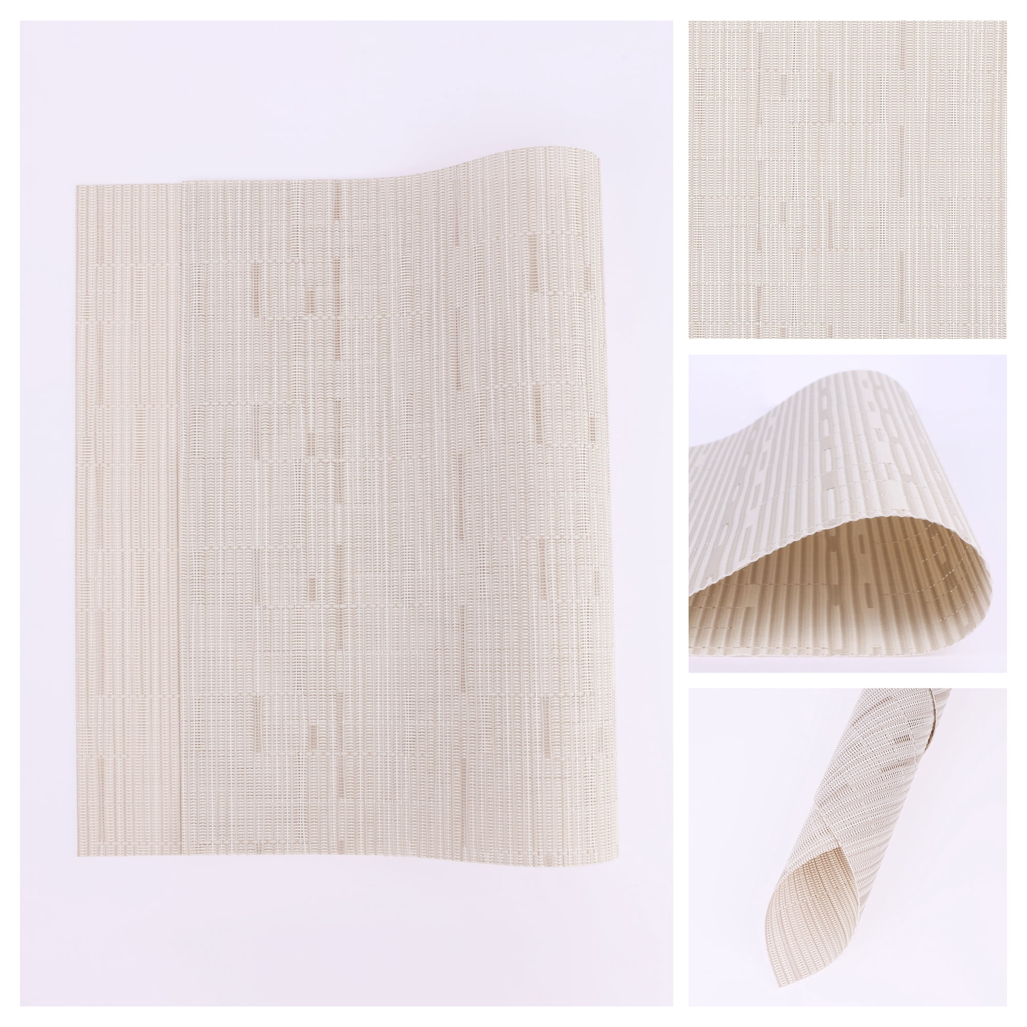 Unique Bargains 6pcs Placemats for Kitchen Dining Table Washable Wipeable Mat Beige