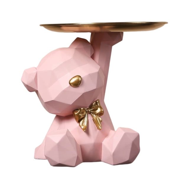 Estatuilla de soporte de llave de oso geométrico decoración de escritorio de resina para cafetería de oficina