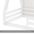 thumbnail image 5 of Twin Size House Floor Bed with Tent and Light, Solid Wood Teepee Floor Bed with Full-length Guardrails, Montessori and Childlike Design, White+Pink, 5 of 11