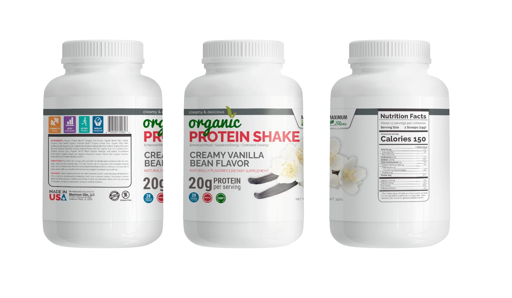 Organic Fat Burning Protein Shake, Whey Protein Powder - Creamy Vanilla