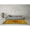 thumbnail image 3 of Ahgly Company Machine Washable Indoor Rectangle Medallion Yellow Traditional Area Rugs, 4' x 6', 3 of 4