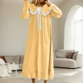 thumbnail image 2 of Shwomsmer Long Satin Nightgowns With Long Sleeves For Women With Bow Lace Trim Wrist Neck Vintage Style For Knee Rest Home Sleepwea Long plus, 2 of 4