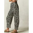 thumbnail image 2 of Jeans for Women Casual Mid Rise Leopard Printed Wide Leg Baggy Cropped Denim Trouser Ankle Pants Brown L, 2 of 5