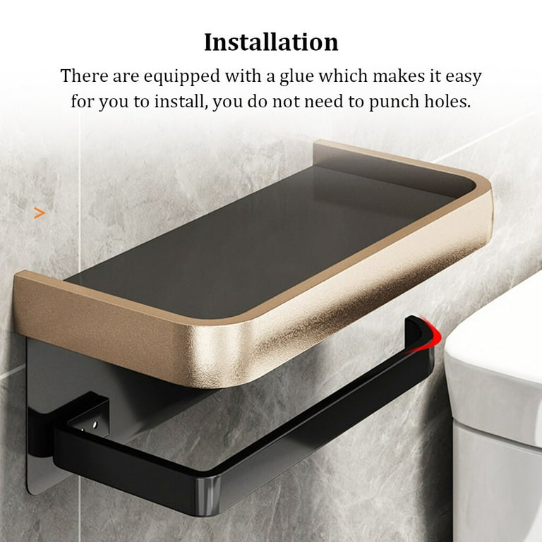 1pc Gold Stainless Steel Self-adhesive Toilet Paper Holder For Bathroom,  Wall Mounted Towel rack , Soap Dish Holder
