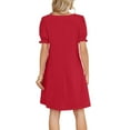 thumbnail image 4 of JGGSPWM Summer Dresses for Women 2025 Casual Cute Square Neck Puff Short Sleeve Dress with Pockets Red M, 4 of 7