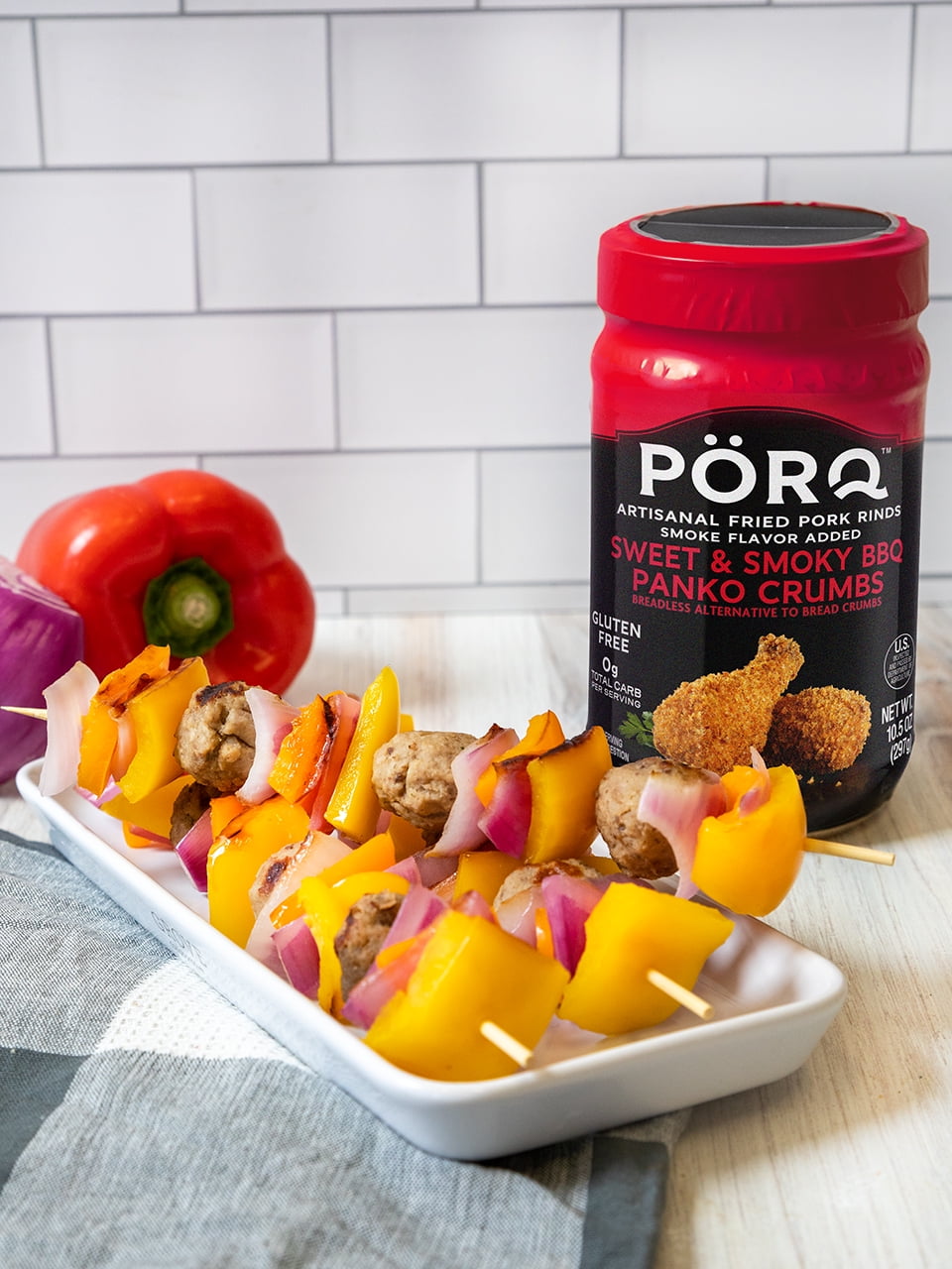 (6 pack) PORQ Sweet & Smoky Pork Rind Panko Crumbs, Gluten Free, Keto Friendly, 10.5 oz Canister, 21 Servings