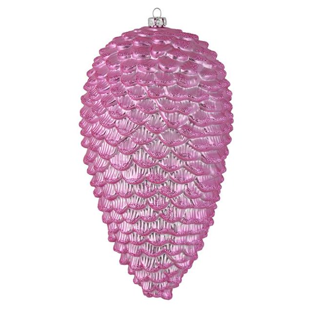 10 in. Pink Matte Glitter Pinecone Christmas Ornament 2 per Box