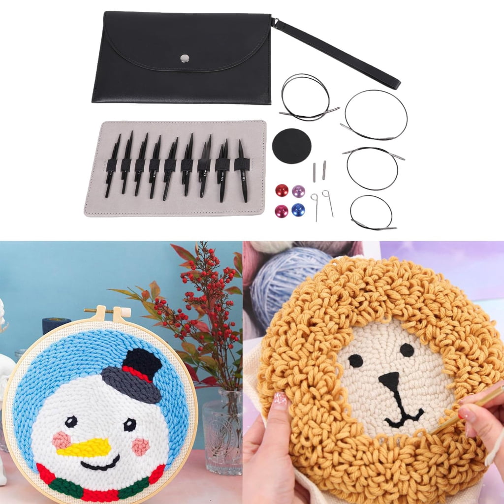 Miiottaa 9Pairs Interchangeable Circular Aluminum Knitting Needle with Storage Bag 3.0mm-6.0mm for Weaving Yarns Craft Weaving