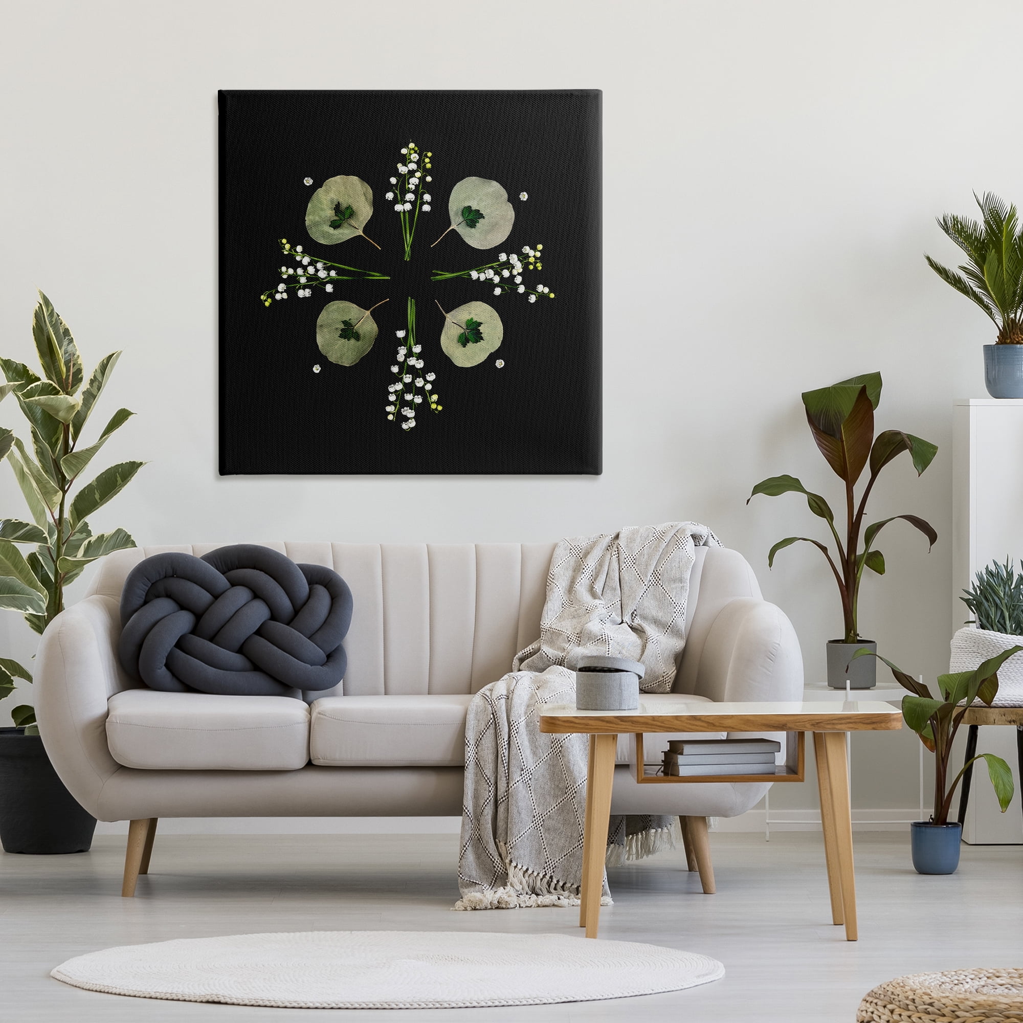 Stupell Industries Leaves & Wildflowers on Black Canvas Wall Art, design by Beth Adoette
