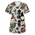 thumbnail image 2 of Garbnen Scrub Top for Woman Merry Christmas Scrub Top Women Short Sleeve V Neck Snowman Print Nurse Uniform with Pockets, 2 of 6