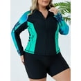 thumbnail image 4 of Charmo Womens Plus Size Long Sleeve Rash Guard Top Zipper Swimsuit Swim Shirt, 4 of 6