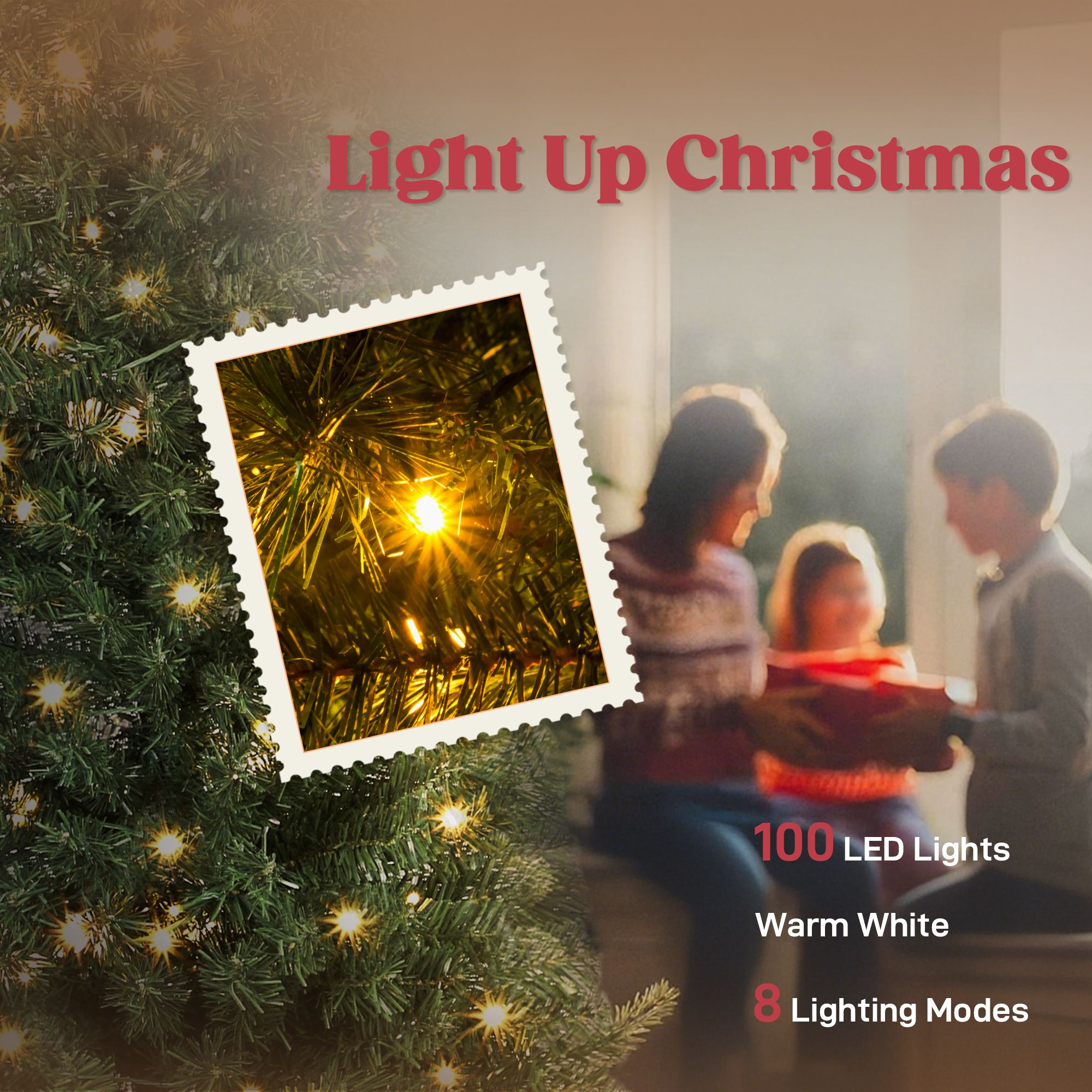 Slim Prelit Christmas Tree with Bent Top, 5 ft Artificial High Mountain Fir with 100 Warm White LED Lights and Metal Stand, 246 Tips for Small Spaces and Corners