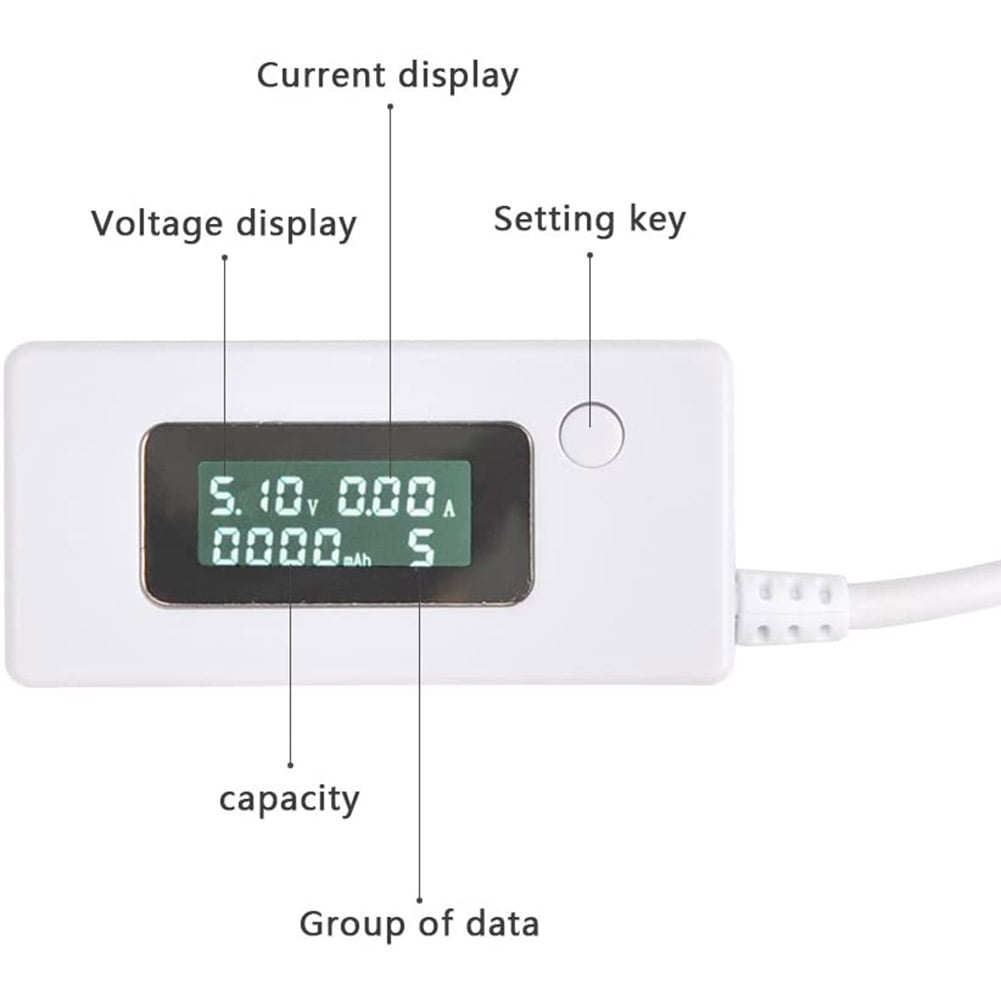 LCD Micro USB Tester Digital DC Volt Amp Power Meter Power Bank Indicator 