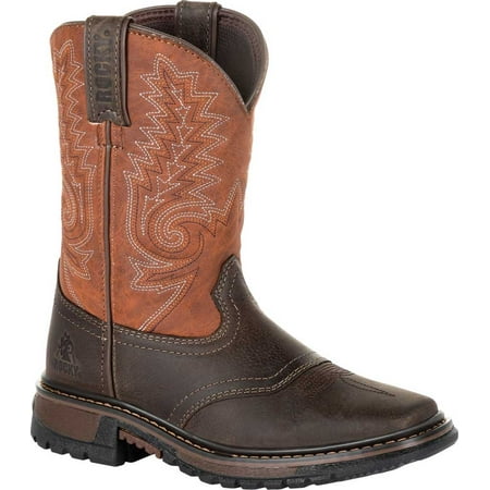 Image of Children s Rocky 8 Ride FLX Western Boot RKW0257Y Dark Chocolate/Burnt Orange Leather/Synthetic 4 M