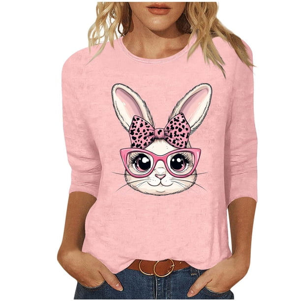 Camisetas Casuales de las Mujeres Impresas 3/4 Manga Cuello Redondo Blusa, Moda Ligera Superior para el Hogar Y el Uso Diario, Cómoda Imitación de la Tela Del Estante