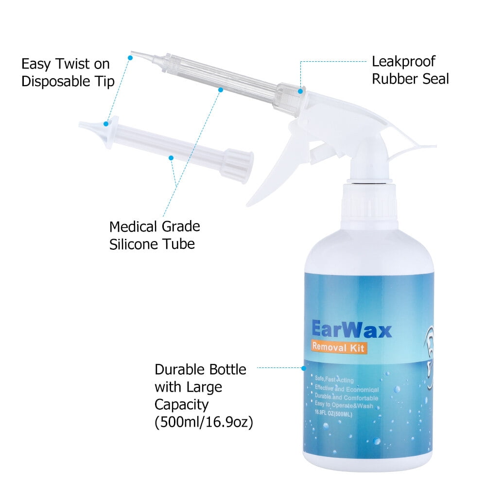 Ear Wax Removal Kit, Ear Syringes,Earwax Cleaner System -Ear Wax Washer for Adults & Kids 500ml