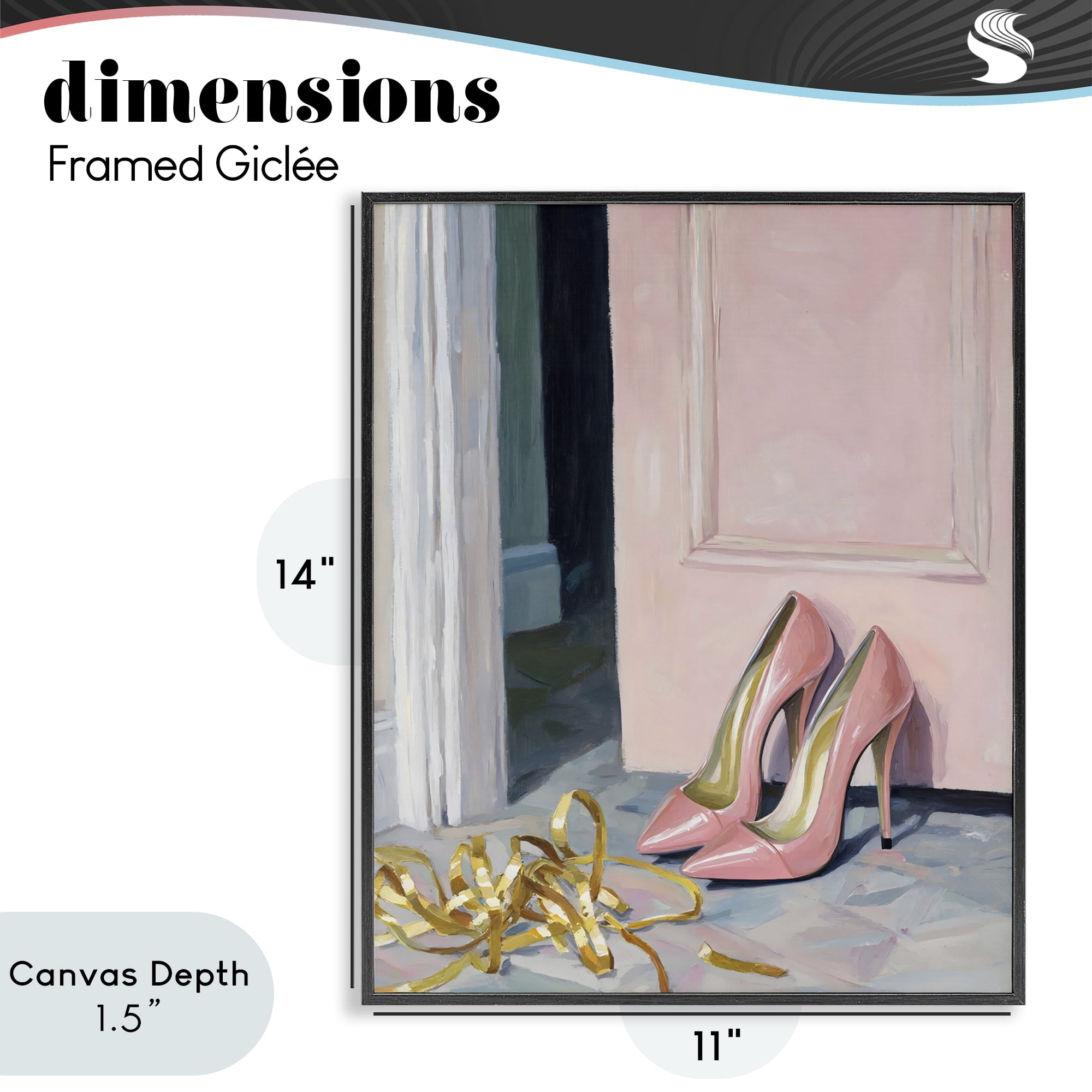 Stupell Industries Pink High Heels & Tinsel Black Framed Giclee Art, design by The Prints Vibe