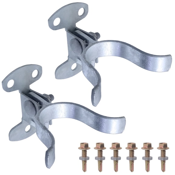2Pcs 1-3/8" Galvanized Steel Wall Mount Fork Latch Gate Latch Chain Link Fence Gate Frame Wall Mount with Srcrews