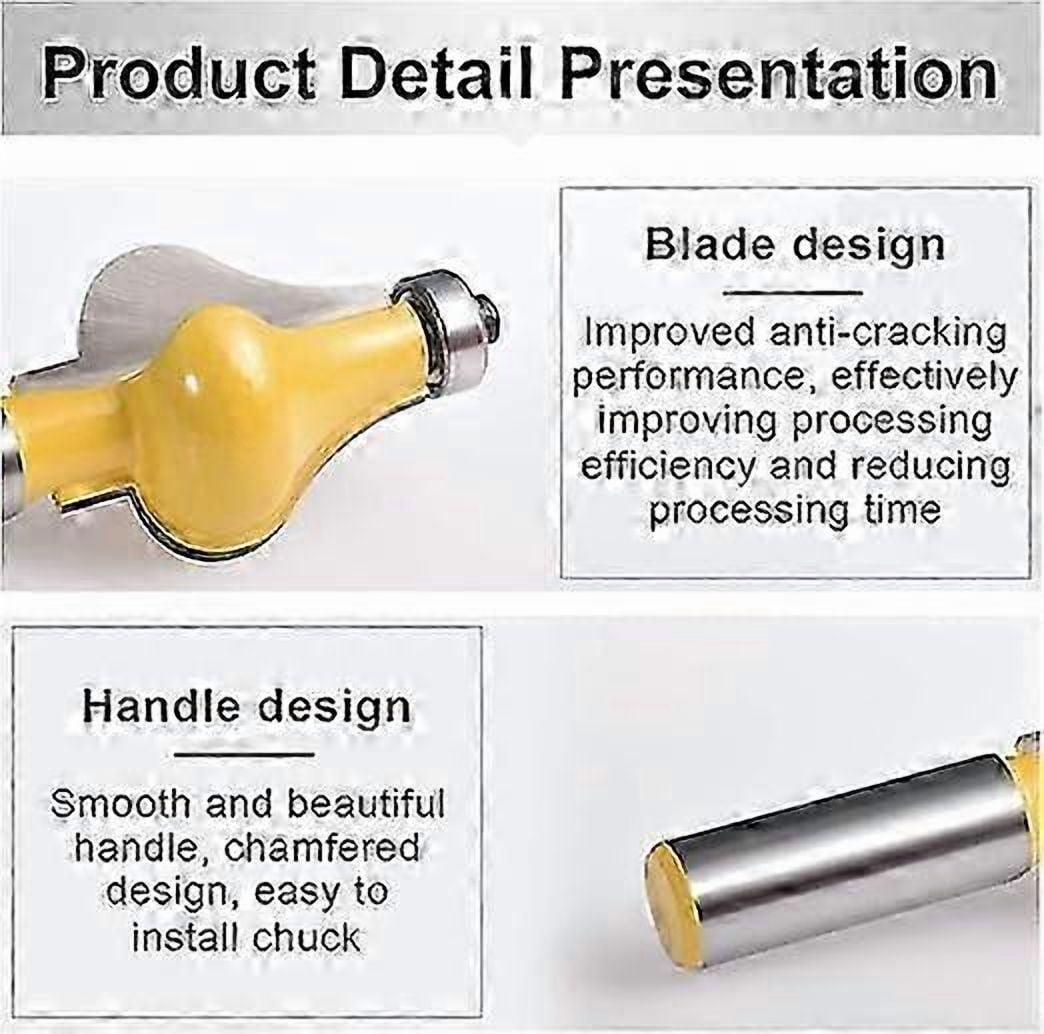 2pcs Handrail Router Bit Set - Standard/Flute Molding Cutter - Shank for Staircase & ramps handrails