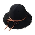 thumbnail image 5 of Fewfanhot Women Scalloped Wide Brim Straw Bucket Hat, UPF Sun Protection Foldable Beach Fisherman Hat with Fabric Ribbon Bow, 5 of 5