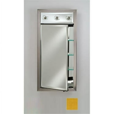 Afina Corporation SD-LC1730RCOLYL 17 in.x 30 in.Recessed Single Door Cabinet with Contemporary Lights - Colorgrain Yellow