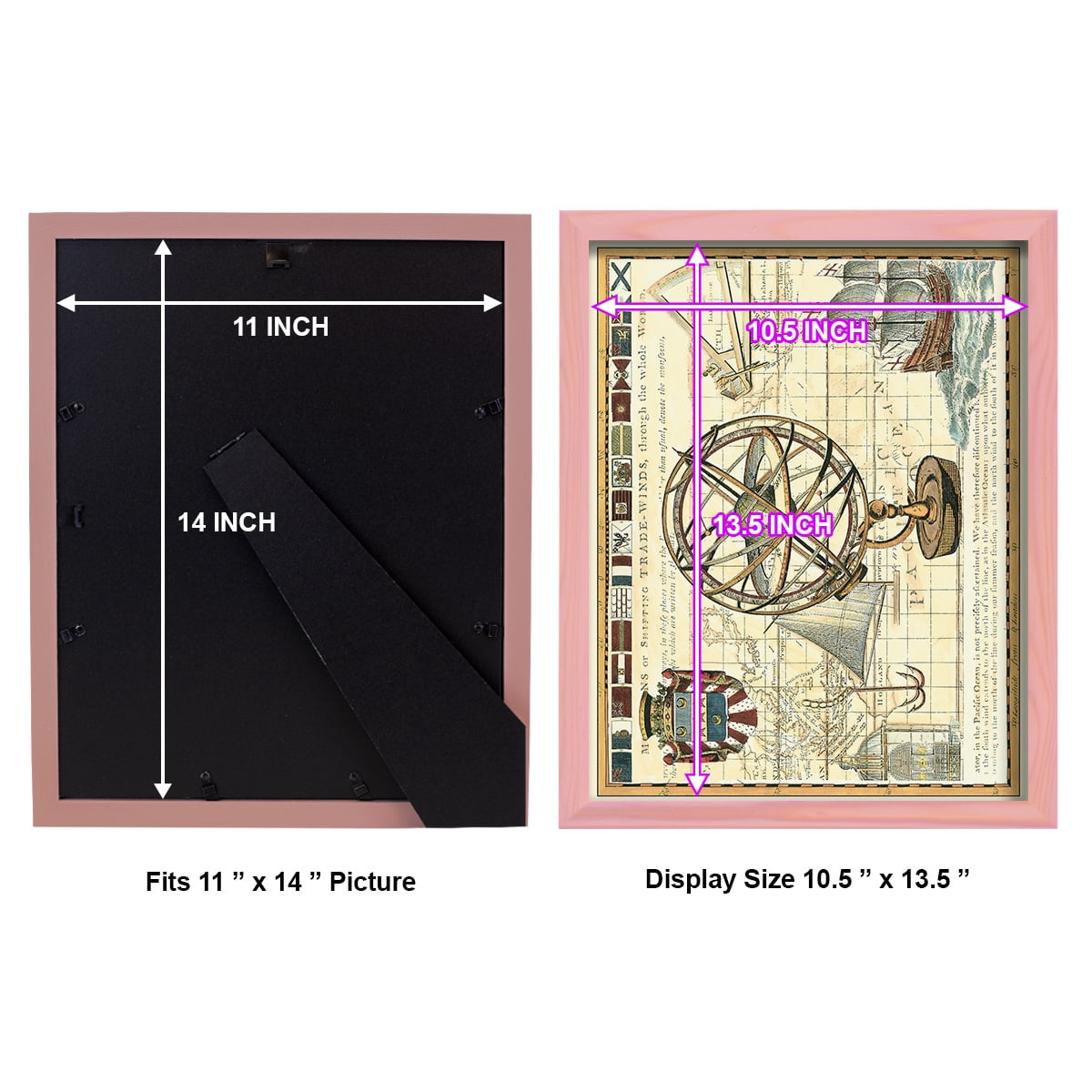 Nautical Map I -Framed Print w/glass-Sunset Pink