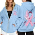 thumbnail image 2 of Breast Cancer Awareness Hoodie 2025 Long Sleeve Zip Up Hoodies with Pockets Hooded Sweatshirt Hoodie Women Jacket, 2 of 7