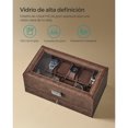 thumbnail image 2 of Estuche de relojes, estuche de vidrio de 2 niveles para 12 relojes, cerradura, 1 cajón, para anillos, pulseras, regalo ideal, marrón y forro marrón MJWB012K01, 2 of 13