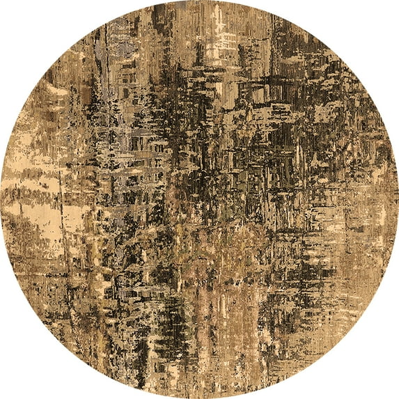 Ahgly Company Indoor Round Oriental Brown Industrial Area Rugs, 6' Round