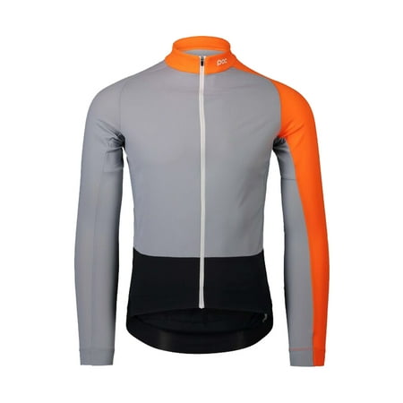 POC Essential Road Mid LS Jersey - Granite Grey/Zink Orange - MED