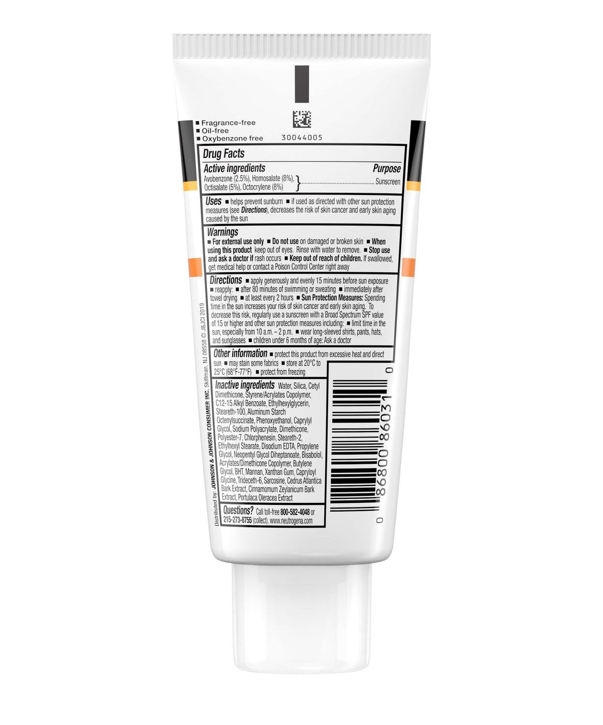 Neutrogena Clear Face Broad Spectrum SPF 30, Fragrance Free, 3.0oz, 2-Pack