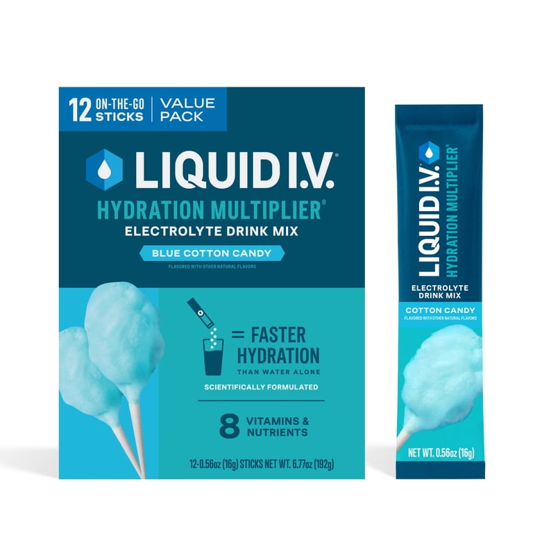 Liquid I.V. Blue Cotton Candy Hydration Multiplier, 12 Packets photo 2