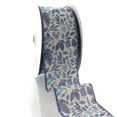 thumbnail image 2 of 2 1/2" Wired Ribbon Blue Watercolor Foliage Burlap 10yds, 2 of 3