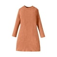 thumbnail image 4 of JSGEK Girl's Long Sleeve Sweater Dresses Kids Knit Tunic Dress Casual Crew Neck Dress Vacation Dresses Trendy Clothes Orange 9 Years, 4 of 8