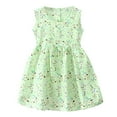 thumbnail image 2 of Huowey Little Girls Toddler Summer Dress Cute Cartoon Dinosaur Flower Print Crewneck A-Line Sleeveless High Waist Casual Party Birthday Breathable Outdoor Dresses Dailywear,Green,2-3 Years, 2 of 3