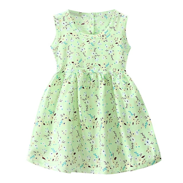 Robes pour Filles - Vêtements d'Été Sans Manches pour Tout-Petits, Enfants, Bébés Filles, Robe à Carreaux à Motif Floral et Dessin Animé, Tenues Décontractées de Plage