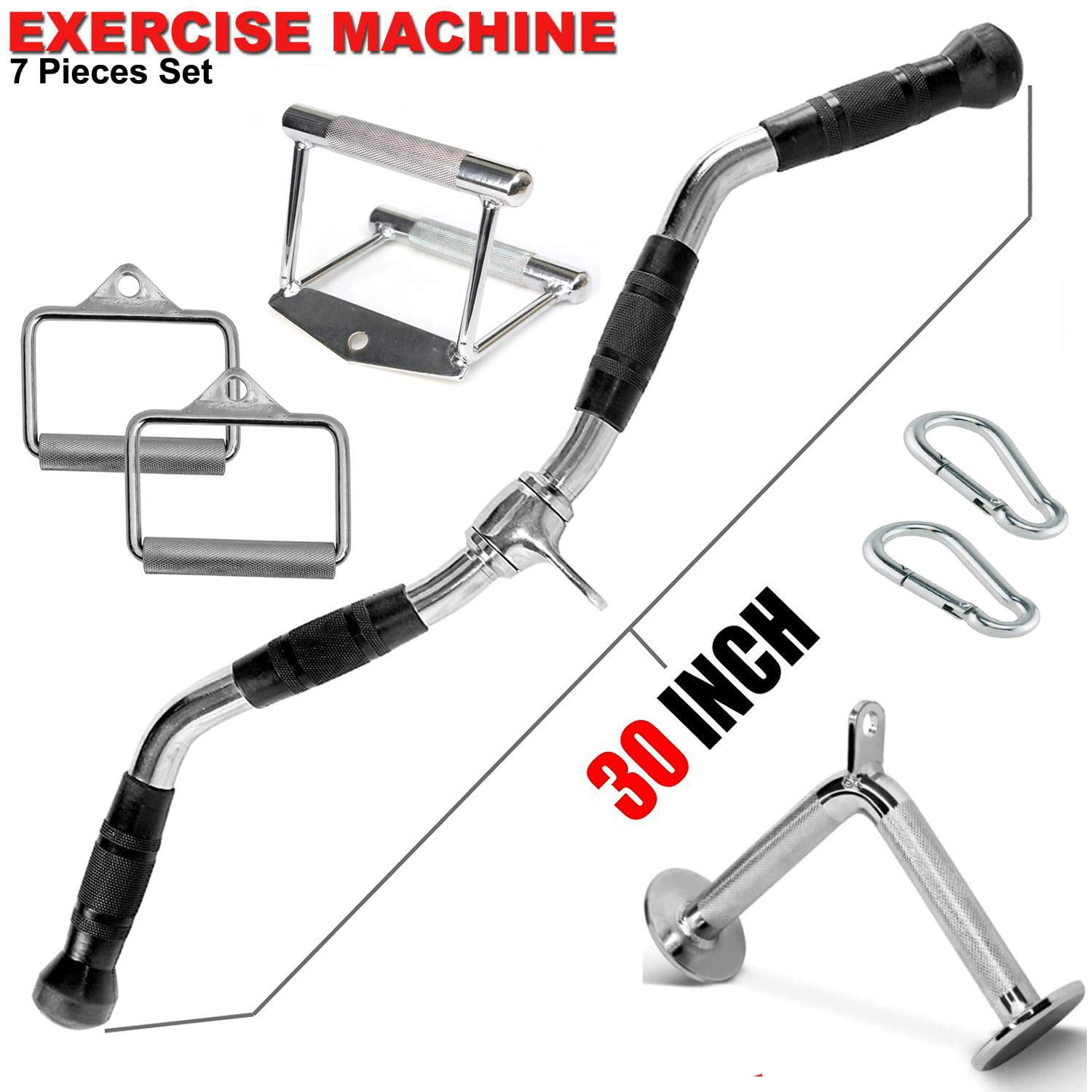 Row Handle for Cable Machines Home/Gym,Combo Tricep Press Down Cable Attachments,T-bar V-Bar Bicep Curl Tricep LAT pulldown Bar Back Strength Training Handle