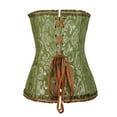 thumbnail image 3 of Floral Bustier Corsets for Women Zipper Ruffle Waist Cincher Corset Tops Jacquard Party Push-Up Bustiers Green, XXXXL, 3 of 5